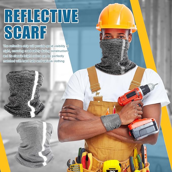 SATINIOR 4 Pcs Neck Gaiter Face Mask for Men Reflective Face Cover Scarf Summer UV Sun Protection Balaclava Bandana for Work