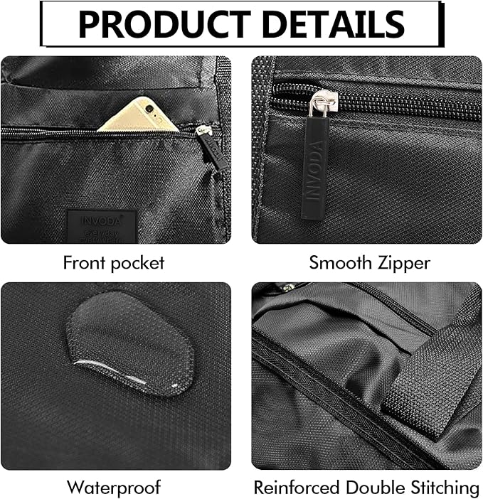 Travel Duffel Bag Lightweight Foldable Travel Bag for Women and Men Waterproof Tote Carry On Luggage Bag Weekender Overnight Bag (Blue+Green+Red+Black)