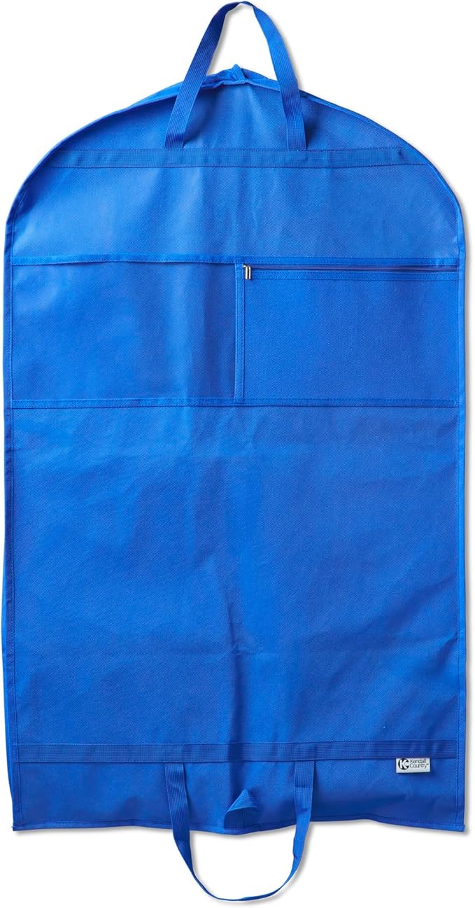 Waterproof Hanging Garment Bag 40 inch Clothes Bag with Gusset, 5 Pockets Side Zip for Dance Costumes Sports Skating Theatre Pageants Cheer Cosplay Kendall Country (Royal, 40 inch)