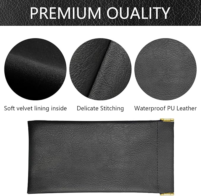Sunglass Case 3 Pack Portable Antiscratch Leather Waterproof Squeeze Top Soft Eyeglass Cases Pouch