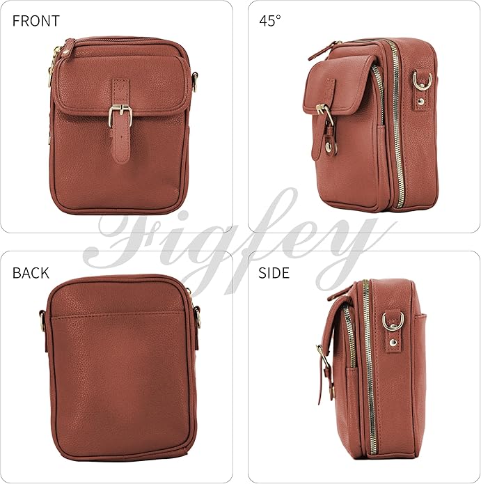 Leather Crossbody Bags for Women Travel Small Crossbody Purse Anti Theft Waterproof Bum Bag with Built in Wallet