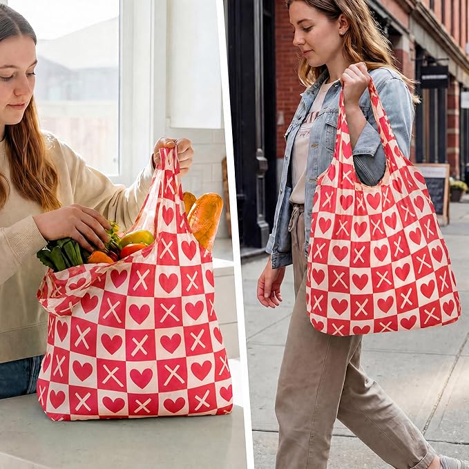 Stelle Lightweight Reusable Grocery Bag with Handles Ripstop Nylon Foldable Tote Shopping Bags for Travel and Groceries