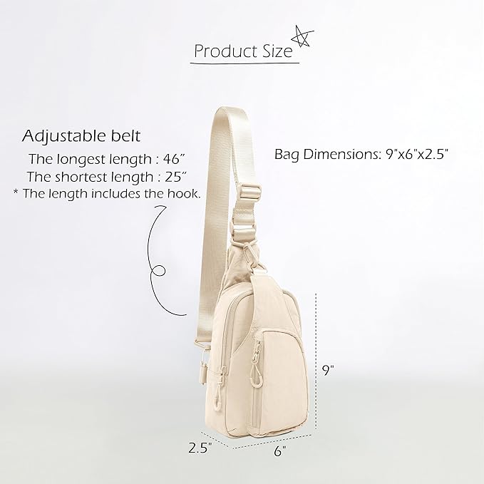 ODODOS Sling Bag with Adjustable Straps Crossbody Chest Bag Lightweight Backpack for Casual Traveling Hiking