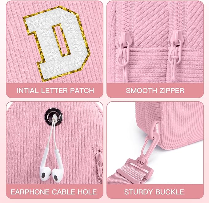 Viverte Small Corduroy Sling Bag Initial Crossbody Bag Fanny Pack for Girls Personalized Birthday Gifts for Teen Girls Gifts