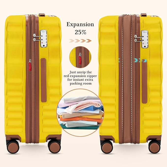 Rosamo 5 Piece Luggage Set Expandable Hardside, 20/24/28in Suitcases with Matching Travel Bags, 22x14x9 Airline Approved Carry On, TSA Lock, Spinner Wheels, ABS+PC