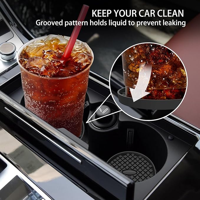 ME.FAN Car Cup Coasters [4 Pack] Silicone Car Coasters/Cup Mats, Non-Slip Recessed Car Interior Accessories Black