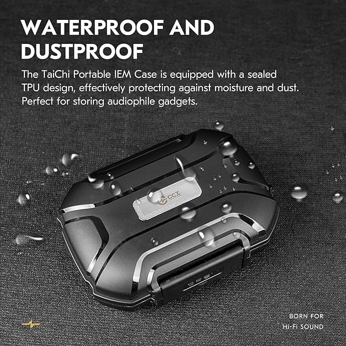 CCZ ZC01 Hard Shell IEM Case for KZ ZS10 Pro in Ear Monitor, Travel Portable Earbuds Case Waterproof Headphone Storage Box for Shure SE215, CCZ Melody, KBEAR KS1, KZ ZAR, ZS12 PRO 2, ZAS (Clear Black)