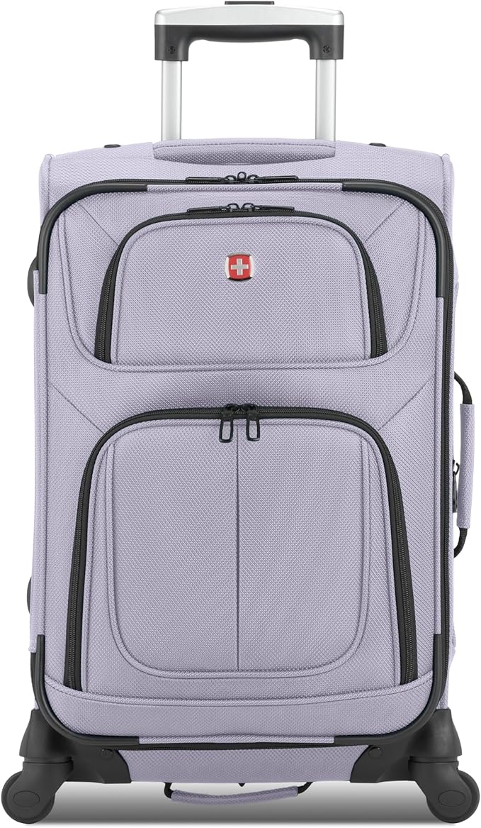 SWISSGEAR Sion Softside Expandable Spinner Luggage Durable Lightweight Travel Suitcase, Evening Haze, Carry-On