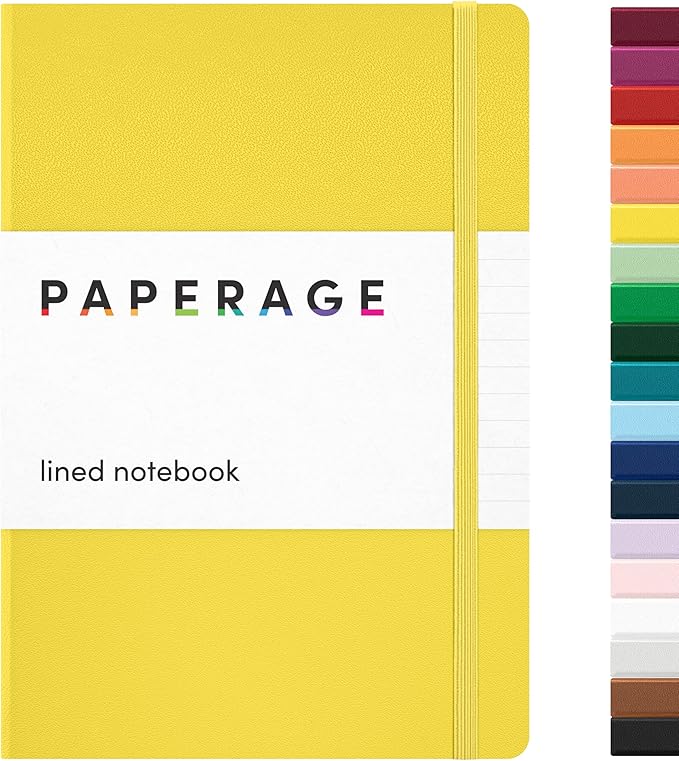 PAPERAGE Lined Journal Notebook, Hardcover Journal for Women & Men, 160 Pages, (5.6 in x 8 in), College Ruled Journaling Notebook for Work, School Supplies & Note Taking, (Yellow)