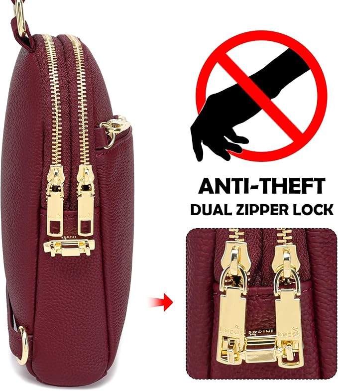INICAT RFID Blocking Sling Bag, Anti Theft Crossbody Bag for Women Compact Travel Purses Leather