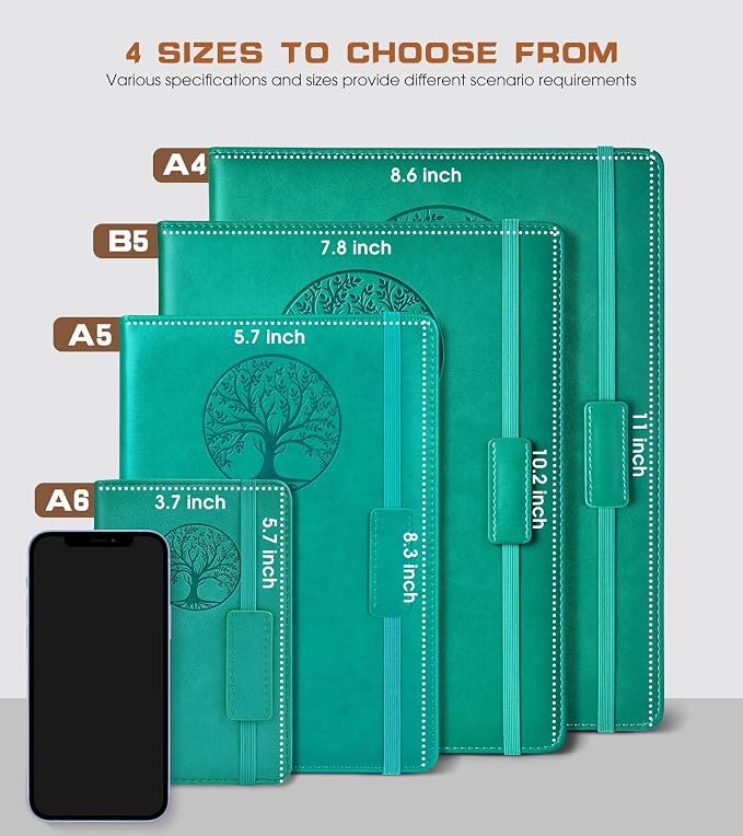 Biuwory Blank Journal Notebook for Women Men, Hardcover Leather Sketchbook 5.7"×8.3", 140 Pages Unlined Sketch book for Drawing, Writing, Travel, School & Work, Journaling Notebooks (Blue)