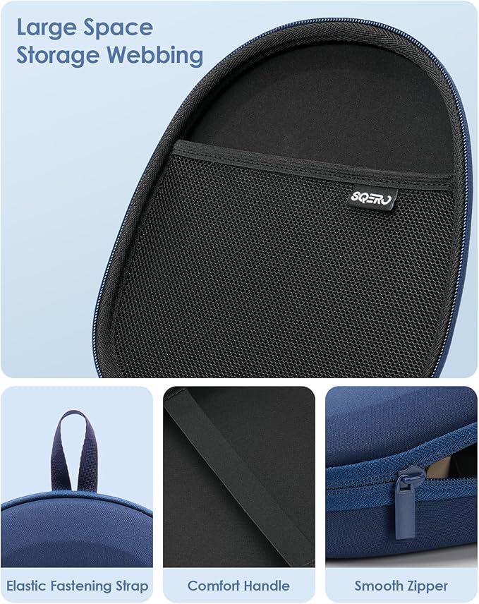 Headphone Case Hard Shell Super-Slim for Sony/JBL/Bose/Soundcore Anker/BERIBES KVIDIO TOZO JLab Over-Ear Headphones Universal Portable Travel Organizer Bag (Light Blue)