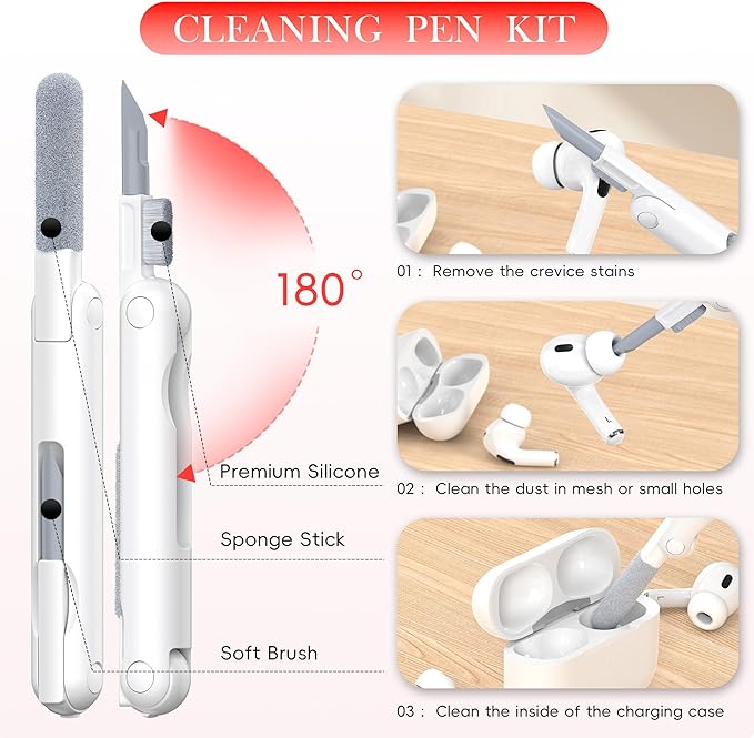 R-fun for AirPods Pro 3 Case with Cleaning Kit, Soft Liquid Silicone Rubber Protective Cover, Compatible with AirPods Pro 3rd Generation Case (2025), Compatible with MagSafe, Red