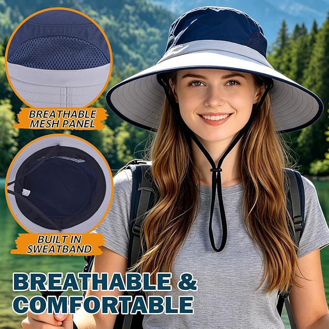 EINSKEY Wide Brim Sun Hat, UPF 50+ UV Protection Waterproof Packable Bucket Hat for Men & Women, Fishing Hiking Beach Garden
