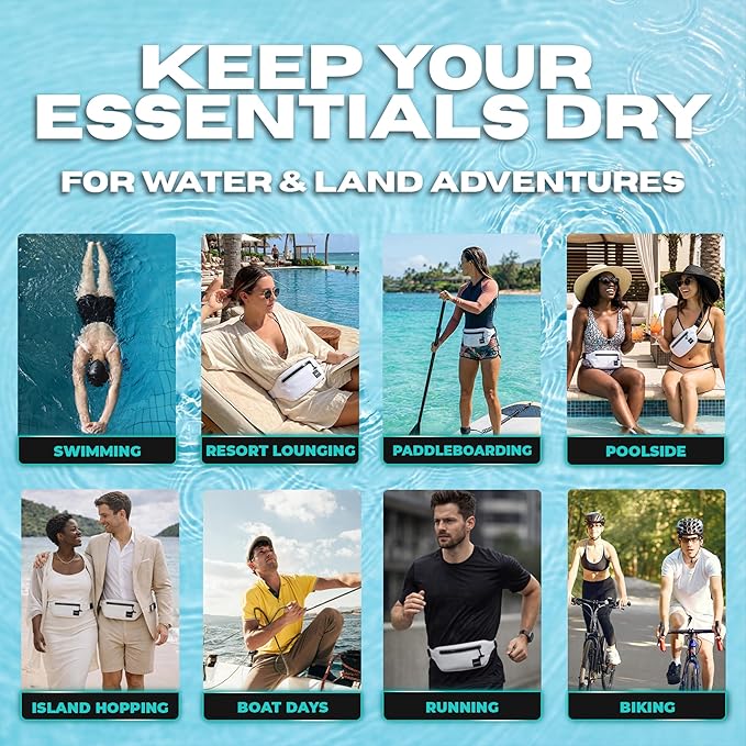 DRENCH Waterproof Waist Pouch & Floating Phone Case Set | IPX8 Submersible Dry Bag Fanny Pack & Waterproof Belt Bag for Swimming, Boating, Yacht Trips, Resorts, SUP & Snorkeling | iPhone Pro Max