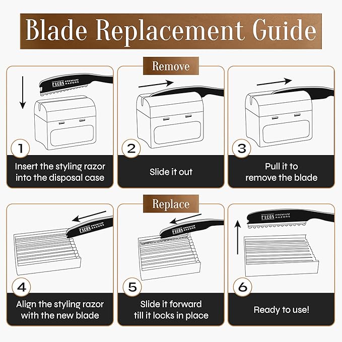Facón Hair Razors for Cutting Hair - Professional Hair Styling Razor Kit with 11 Replacement Blades, Stainless Steel Hair Cutting Tool for Salon & Home, Premium Hair Thinning Texturizing Faether Razor