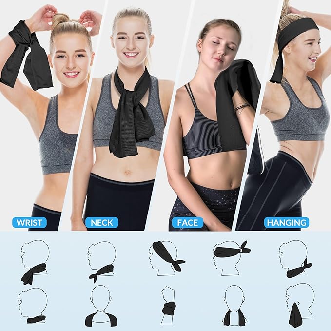 4 Pack Cooling Towels for Neck and Face(40"x12"), Cooling Neck Wraps, Ice Towel for Hot Weather, Soft Breathable Gym Towel, Cool Towel for Workout, Camping, Yoga, Sport, Running