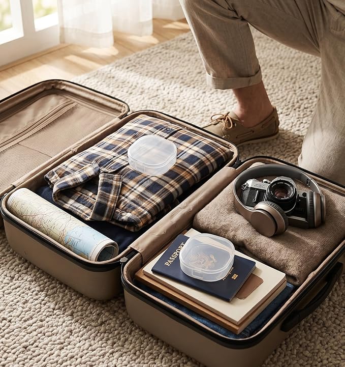 6 Pack Travel Cotton Round Holder, Portable Toner Pad Travel Case for Cosmetic Cotton Pads Organizer