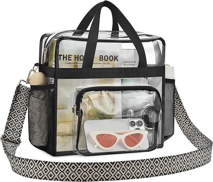 Bagenius Clear Tote Bag Stadium Approved, Game Day Satchel Bag with ‌Non-detachable Reinforced Strap for Concert, Work, Sport