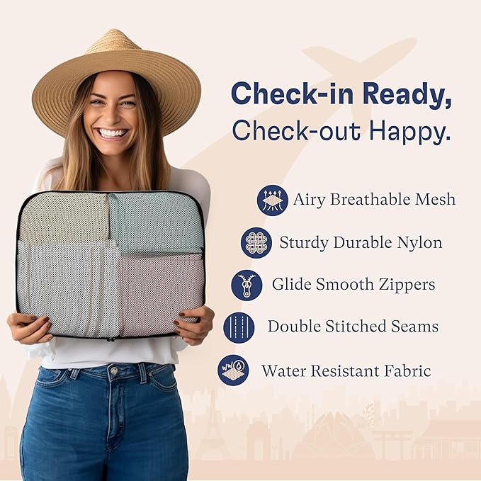 Shacke 5 Set Packing Cubes for Travel – Luggage Organizer & Suitcase Bags with Laundry Bag, Carry On Packing Organizer, Travel Accessories for Women Men (Air Black)