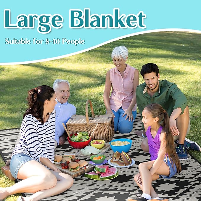 Boho Picnic Blankets Waterproof Foldable, 80″X80″ Tribal Large Picnic Mat Outdoor Blanket for Grass, Thick Beach Blanket Sandproof Picnic Accessories for Camping Party Park Patio Hiking