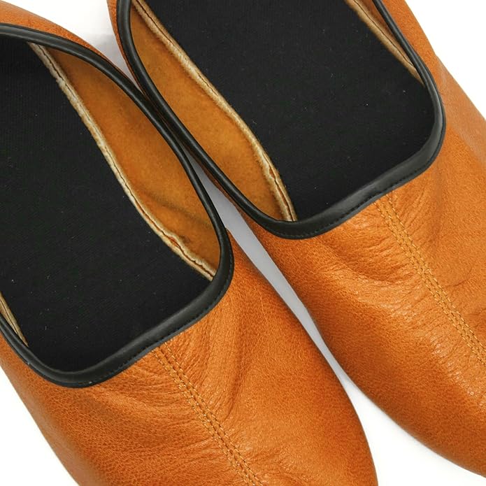 Womens Indoor Leather Slippers Traditional Babouche House Shoes Barefoot Moccasin