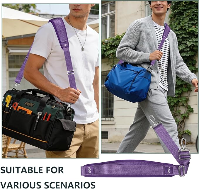 67 Inch Shoulder Straps, Soft with Ultra-Thick Fixed Shoulder Pad, Two Way Independently Adjustable Buckle Replacement Straps for Laptop Bag Messenger Bag Tool Bag Luggage,Purple