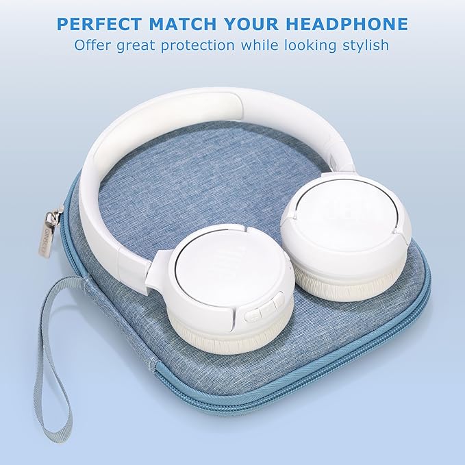 Ginsco Case Compatible with Sony WH-CH520 Wireless Headphones Bluetooth On-Ear Headset with Microphone, with JBL Tune 510BT/520BT/500BT Ultra-Slim Hard Shell Case for On Ear Headphones (Light Blue)