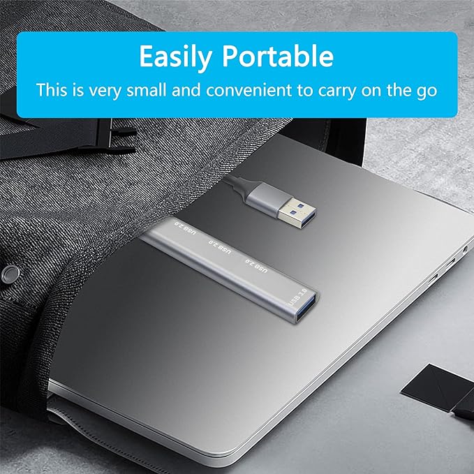 4 Port USB Hub with 3inch Cable, Multi Port USB Extender Adapter,1 USB 3.0/3 USB 2.0 Port, for Laptop, PC, Flash Drives, Mobile HDD and More USB