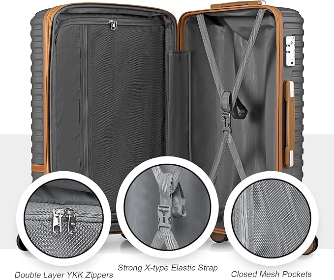Joyway 28 Inch Large Luggage Hardside Suitcase with Spinner Wheel, Lightweight 3 Piece Suitcase Set with TSA Lock(Grey)