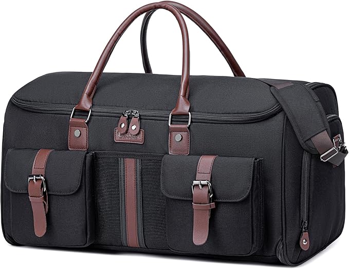 Carry on Garment Bag,Vessgra 2 in 1 Duffle Bag for Travel Convertible Garment Duffel Bags for Men Women Inner Dry/Wet Compartment Suit Bag Travel with Shoe Compartment Bussiness Weekender Trip,Black