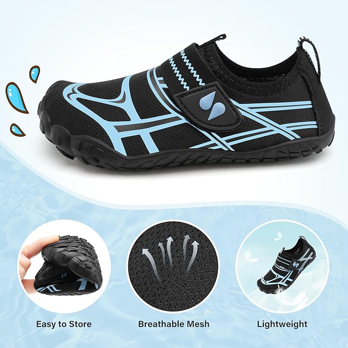 Stelle Kids Water Shoes Wide Toe Box Barefoot Quick Dry Non-Slip Aqua Shoes for Boys Girls Toddler Beach Swim Pool