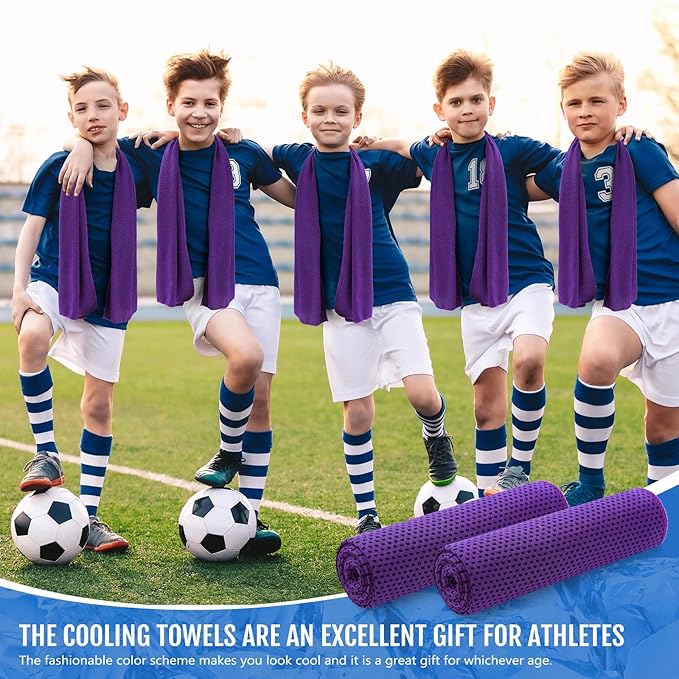Hosuly 6 Pack Cooling Towels 40" x 12" Sport Towels, Cooling Rag for Neck and Face Ice Breathable Chilly Portable Neck Wraps for Yoga(Purple)