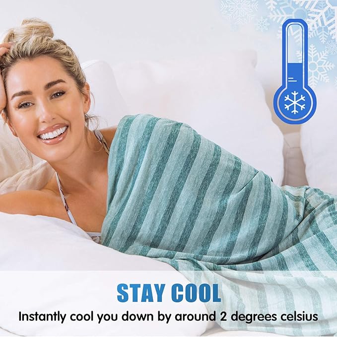 Ailemei Direct Cooling Throw Blanket for Hot Sleepers,Double Sided Cold Effect, Lightweight Breathable Summer Bed Blanket for Couch,Transfer Heat to Keep Body Cool Night Sweats,50"x70"