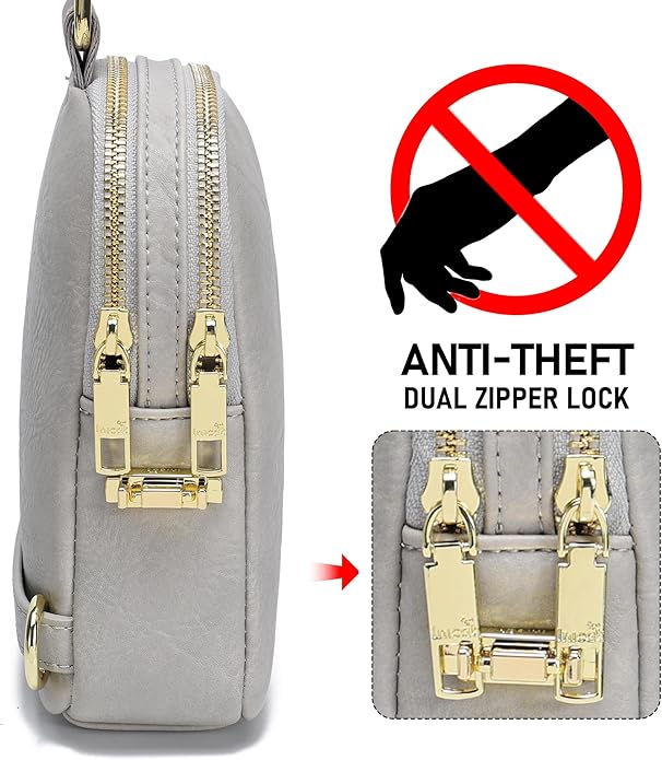 INICAT Anti Theft Crossbody Bag for Women, Small RFID Blocking Sling Purse with Zipper Lock for Travel, Vegan Leather