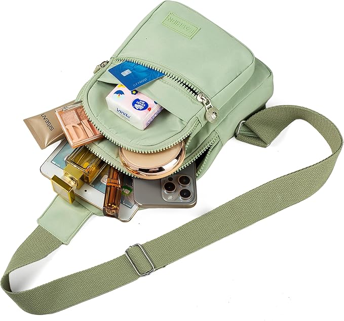 Banelu Small Sling Backpack Crossbody Bags for Women Men, Small Sling Bag Cross Body Bag Fanny Packs Crossbody Purses - Lights Green