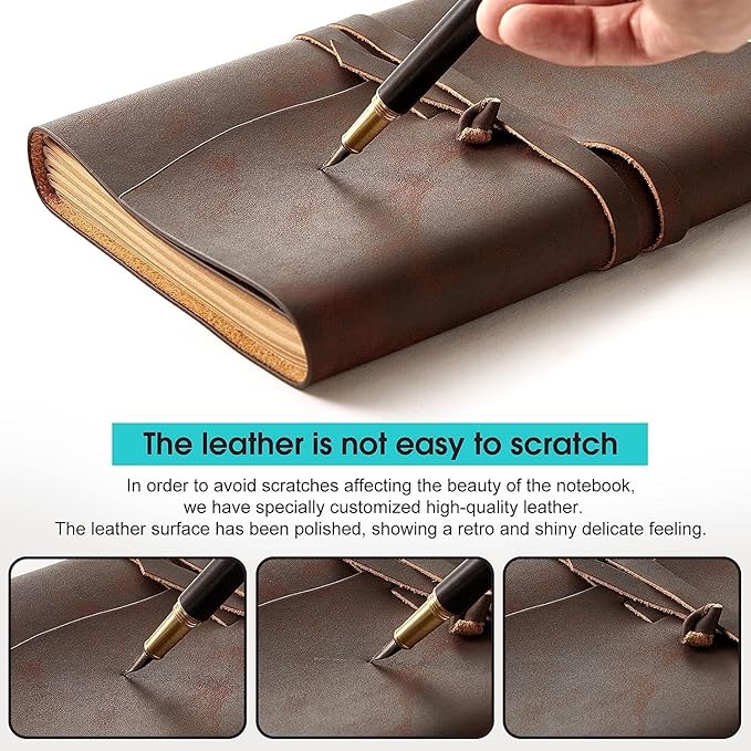 RILIHO Leather Journal Notebook, A5 Size Diary 6x8.1 Inch, Genuine Leather Journals for Writing, Vintage Style Personalized Journal, Gifts for Men and Women, Artists, Travelers, Navy Blue