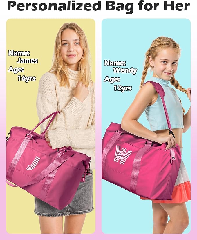 Teen Girl Gifts Trendy Stuff, Birthday Gift, Girl Travel Bag, Sports Bag, Personalized Weekender Bag, Monogram Overnight Bag Gift for Her (Letter B)