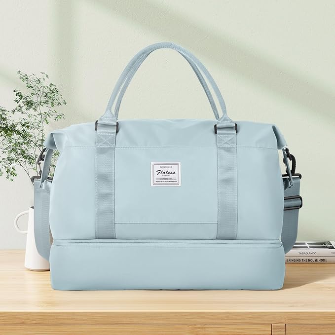 Travel Duffel Bag with Shoes Compartment, Overnight Weekender Bags for Women,Carry on Personal Item Bag