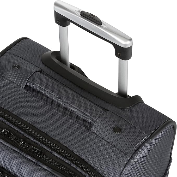 SWISSGEAR Sion Softside Expandable Spinner Luggage Durable Lightweight Travel Suitcase, Dark Grey, Carry-On