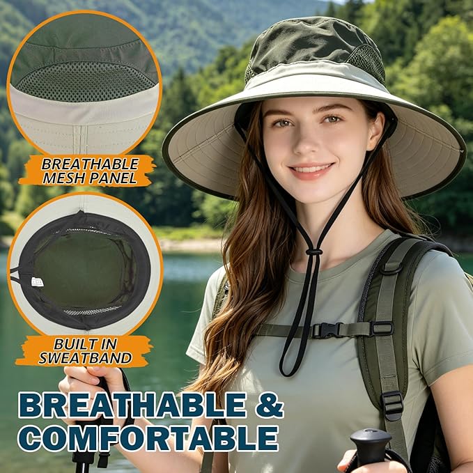 EINSKEY Wide Brim Sun Hat, UPF 50+ UV Protection Waterproof Packable Bucket Hat for Men & Women, Fishing Hiking Beach Garden