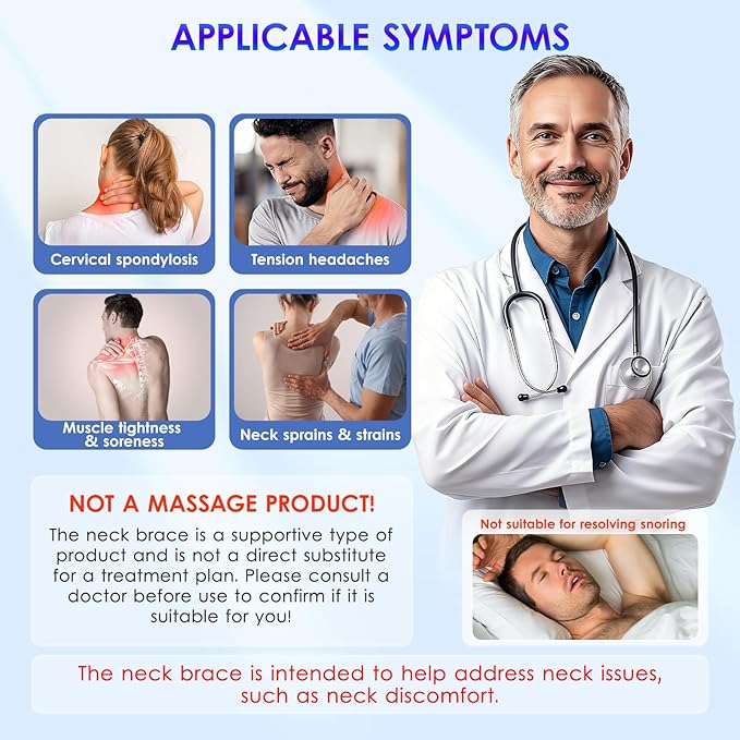 babaka Neck Brace for Neck Pain and Support, Soft Neck Brace Cervical Collar for Women & Men, Neck Support with Support Pad for Sleeping, Relieves Pain and Spine Pressure (S(9.8"-13.8"))