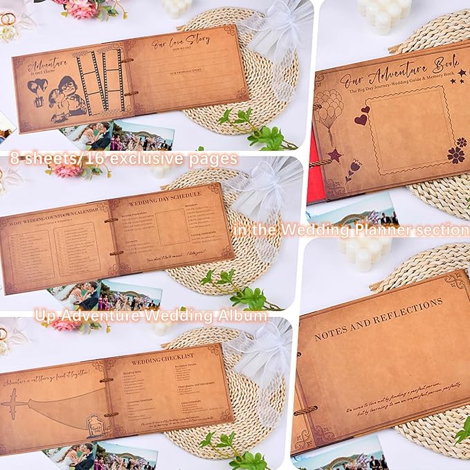Adventure Book Diary Photo Scrapbook, Adventure Wedding Planning Book with Embossed Cover,Inspired by the 'Up' Saga, Ideal for Memories,Weddings,Traveling,Birthdays,Christmas,Newly Engaged Couples