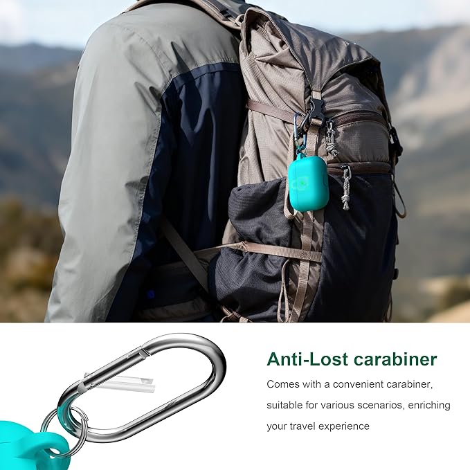 R-fun for AirPods Pro 3 Case (2025), Soft Silicone Protective Case Cover Compatible with Apple AirPods Pro 3rd Generation (USB-C Cable) for Women Men with Cleaning Kit and Keychain, Teal