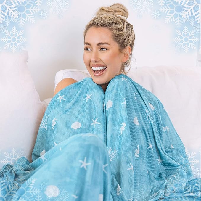 Ailemei Direct Cooling Blanket with Double Sided Cold Effect, Lightweight Breathable Summer Coastal Theme Bed Blankets, Transfer Heat to Keep Body Cool for Hot Sleepers and Night Sweats, 60“x90”