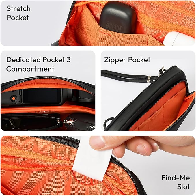 ULANZI YY08 Sling Bag Everyday Shoulder Bag Compatible with DJI Osmo Pocket 3/Pocket 4/GoPro/Insta360 Action Cameras, Vlog Photography Crossbody Portable Bag Small Camera Case w Detachable Strap, 2L