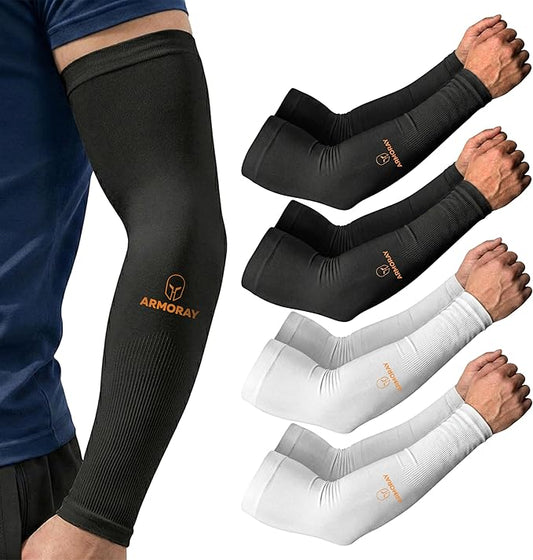 ARMORAY Arm Sleeves for Men and Women - UV Sun Protection Cooling Compression - Tattoo Cover Up Sleeve for Daily Wear & Work