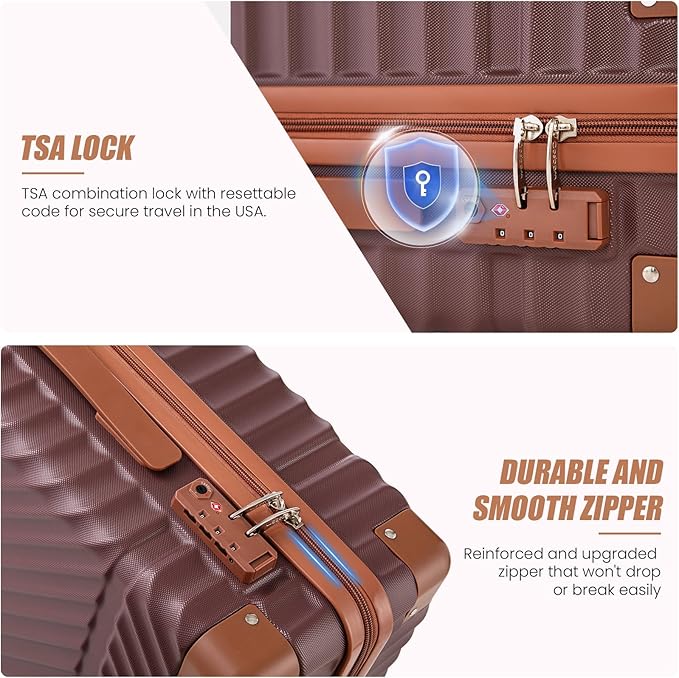 Cosbarn Carry On Luggage 22x14x9 Airline Approved, Hardside 20 Inch Carry on Suitcases with Wheels, Hard Shell ABS Lightweight Carry on Luggage Set, Travel Suitcase Set with TSA Lock, Burgundy