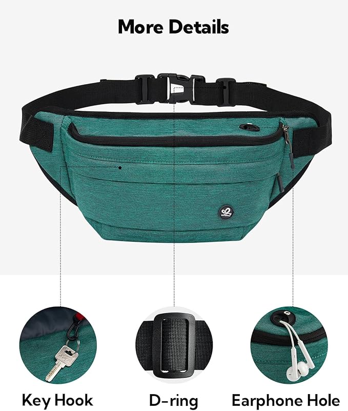 WATERFLY Running Belt Fanny Pack: Runner Marathon Jogging Waist Pack Sport Workout Exercise Fitness Phone Holder Belt for Men Women Jogger Slim Waistband Black