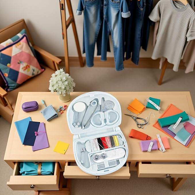 Travel Sewing Kit – Compact Portable Sewing Set, Diyy Sewing Kit with 6 Color Spools | Hand Sewing Kits, Sewing Accessories Kits, Sewings Supplies for Home, Travel, Beginners
